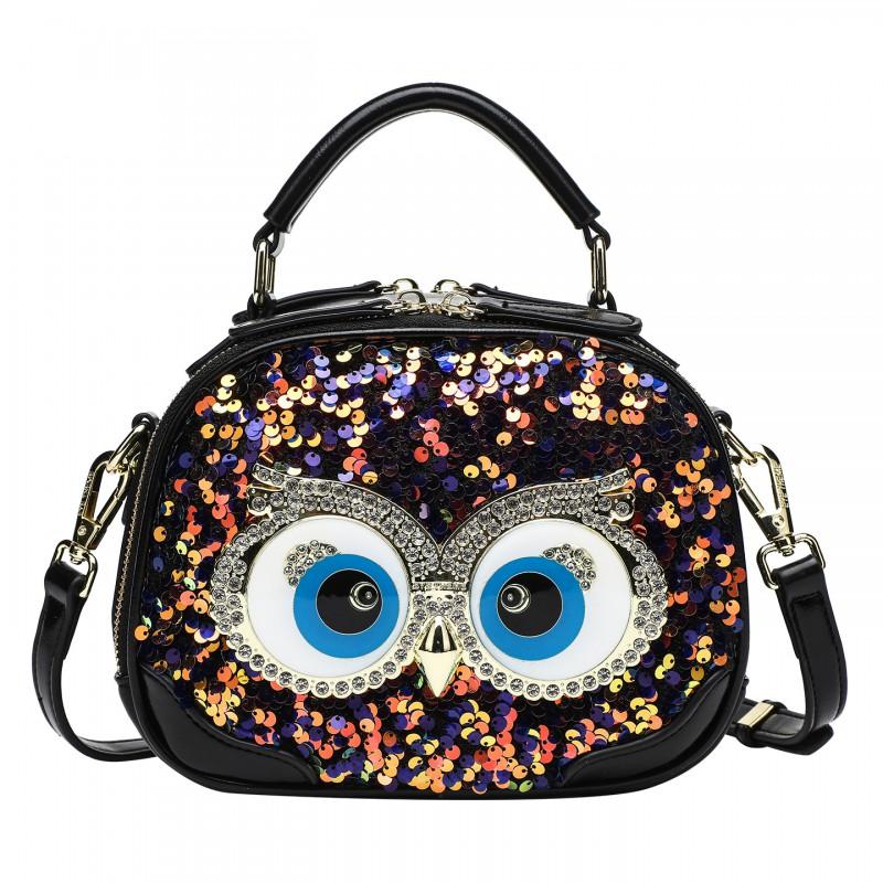 Mini Crossbody Bag Women Fashion Sequin Artistic Chinese Style Multi Compartment Zipper Small Size