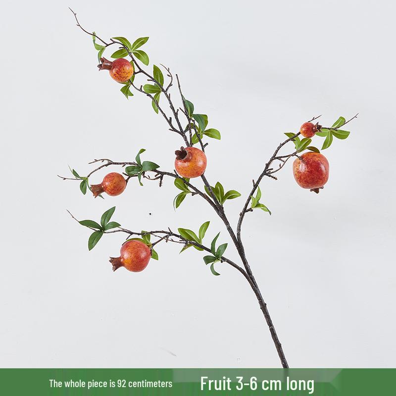 Pomegranate and Persimmon Artificial Flower Branch for Living Room or Dining Table Decoration