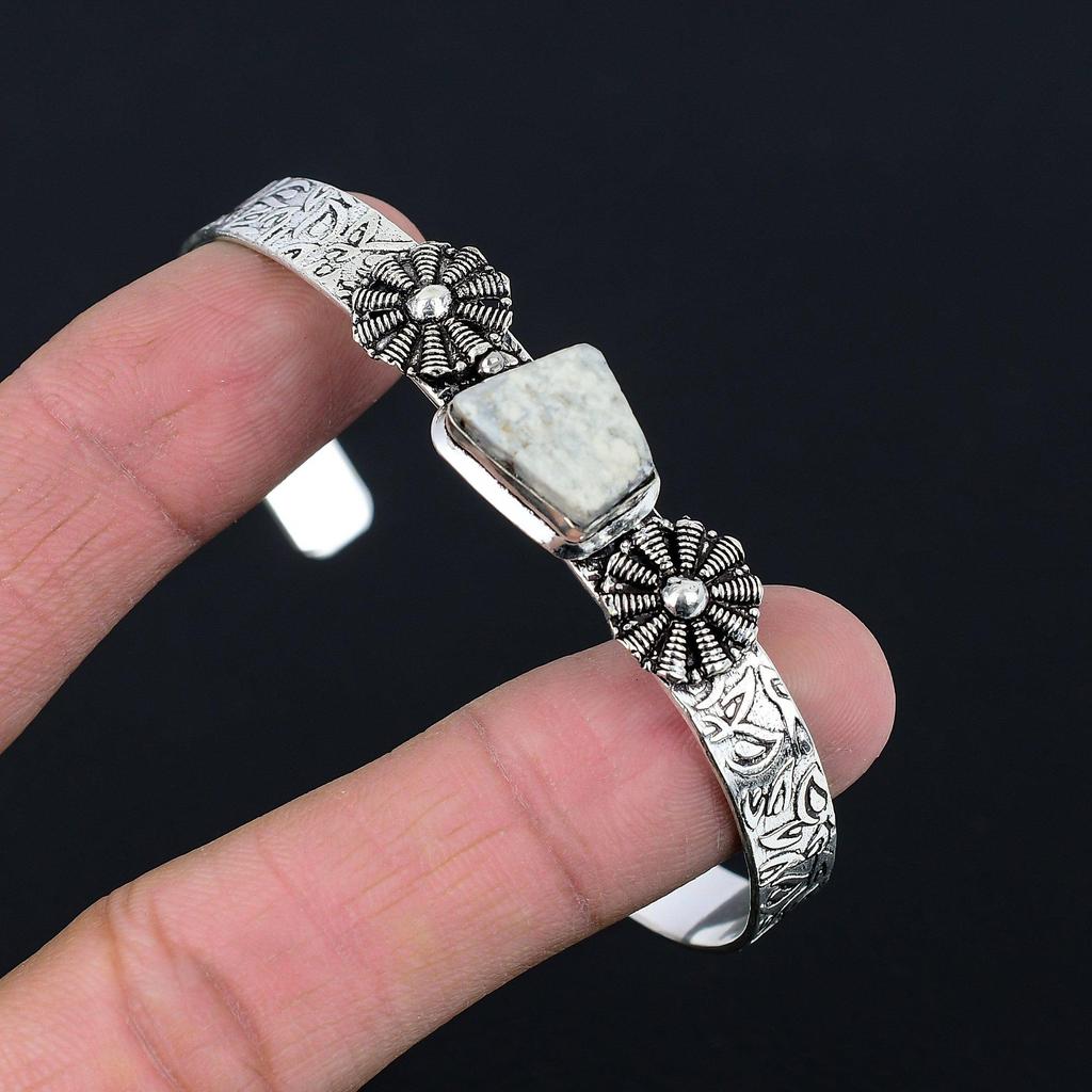 Daughters Day Sale Natural Cobra Jasper 925 Sterling Silver Wife Bangle Bracelet