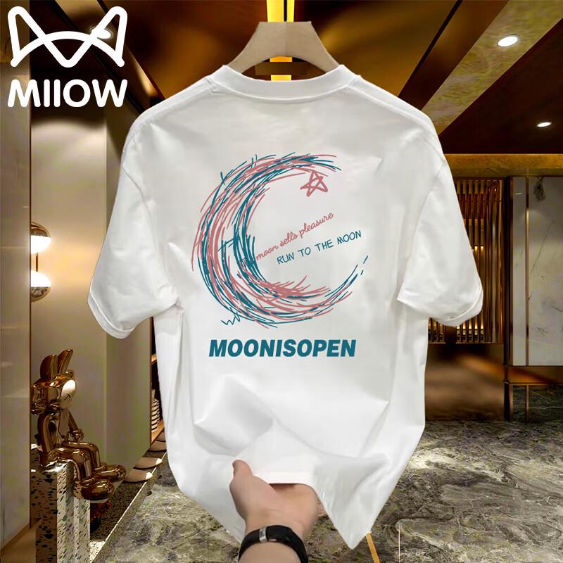 

MiiOW Men s Heavyweight Cotton Loose Fit Short Sleeve T-Shirt S