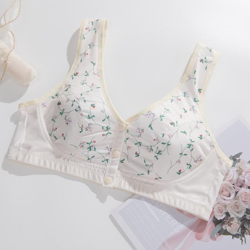 

Бюстгальтер на пуговицах спереди большого размера, женское беспроводное хлопковое нижнее белье для женщин, супер тонкий бюстгальтер для кормления с вышивкой 36/80BC