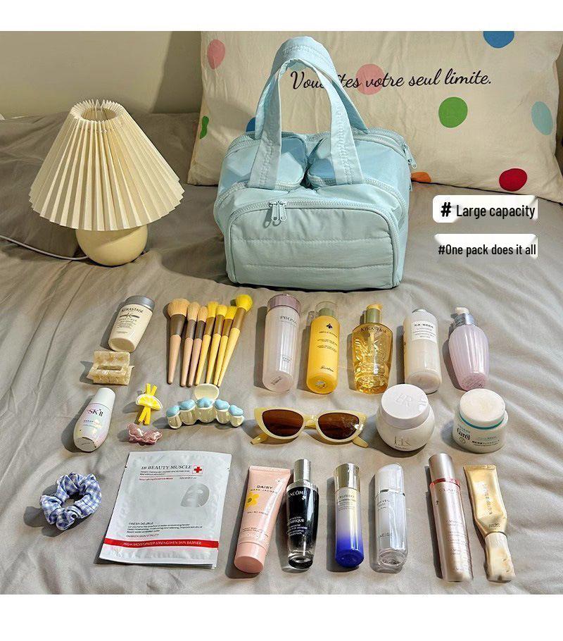 Large Capacity Portable Makeup Bag with Compartments for Skincare Products