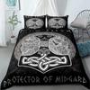 Vikings Yggdrasil Fenrir Wolf Bedding Set King Queen Double Full Twin Single Size Mythology Symbols Runes Bed Linen Set