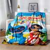 Stitch Printed Anime Fleece Plush Blanket Soft Warm Blanket for Adults and Children Bedroom Sofa Gift  Throw Blanket