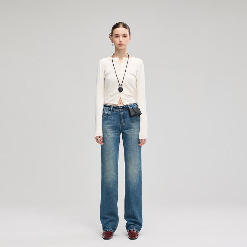Fengxun Vintage Washed Straight-Leg Jeans