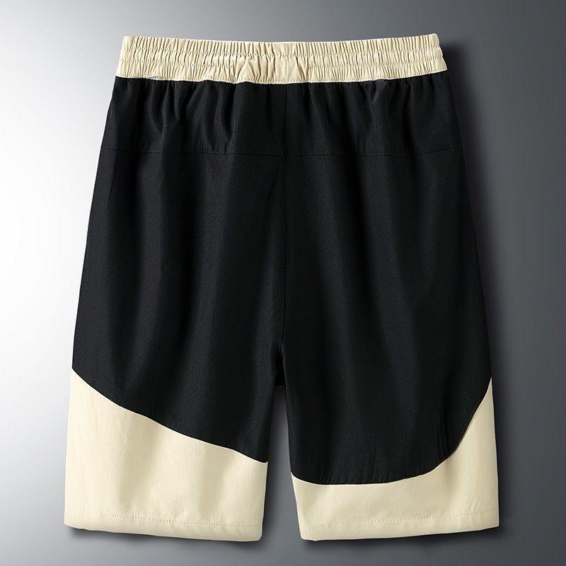 Men's Summer Ice Silk Straight Sport Shorts Thin Trendy Casual Outdoor Five-Point Pants Loose Patchwork Wide Shorts
