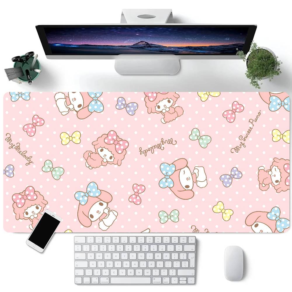 Cute Cartoon M-My Melody Mousepad Large Keyboard Desk Mat Gaming Mouse Pad LockEdge Non-slip Mat