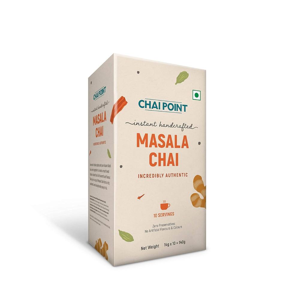 Chai Point Instant Masala Tea 10 Sachets | Authentic Masala Chai with Pure Indian Spices| Richly Flavored Instant Tea Premix