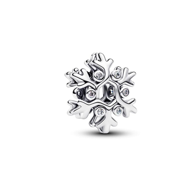 Diy Women Jewelry Gift Sparkling Icy Snowflake Drop Opalescent Snowman Dangle Charm Beads Fit Original Bracelet Accessories