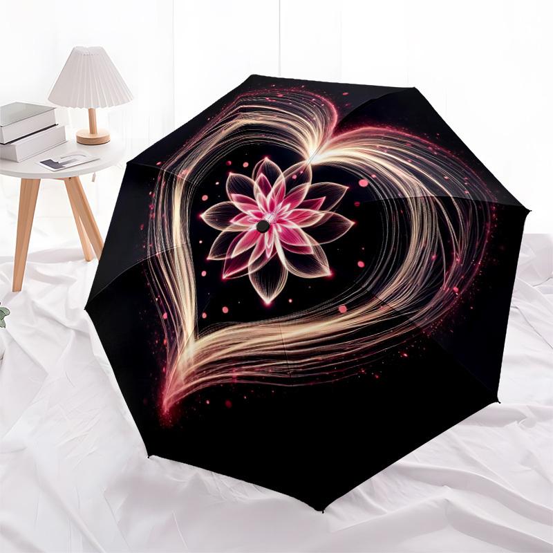 1pc Heart Bloom Automatic Folding Umbrella - Compact 8-Rib Design, Durable Plastic & Iron, Lightweight for Outdoor Daily Use240