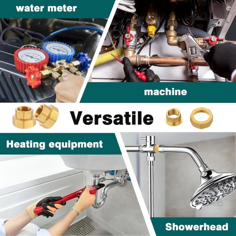 סט חיבור משאבה יעיל מתאם משאבה מאובטח אביזרי משאבה איכותיים חיבור הברגה מפליז 3/4"/1/2" עם אטם