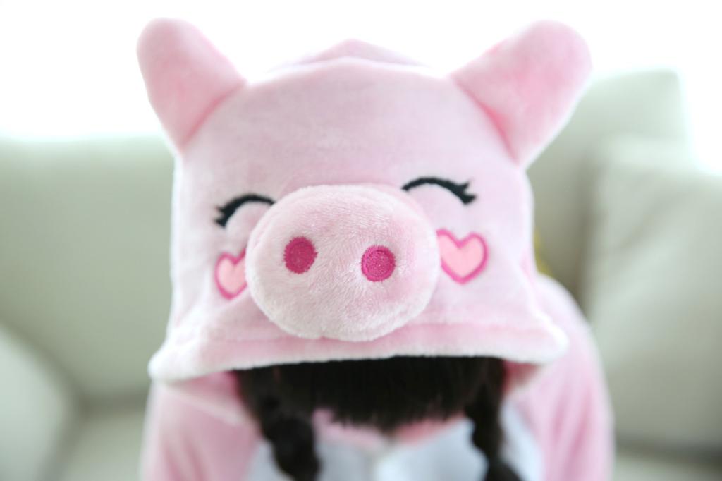 dorawithme Pig Kigurumi Pajamas for Kids, Animal Costume for Halloween and Christmas, Unisex (110cm)