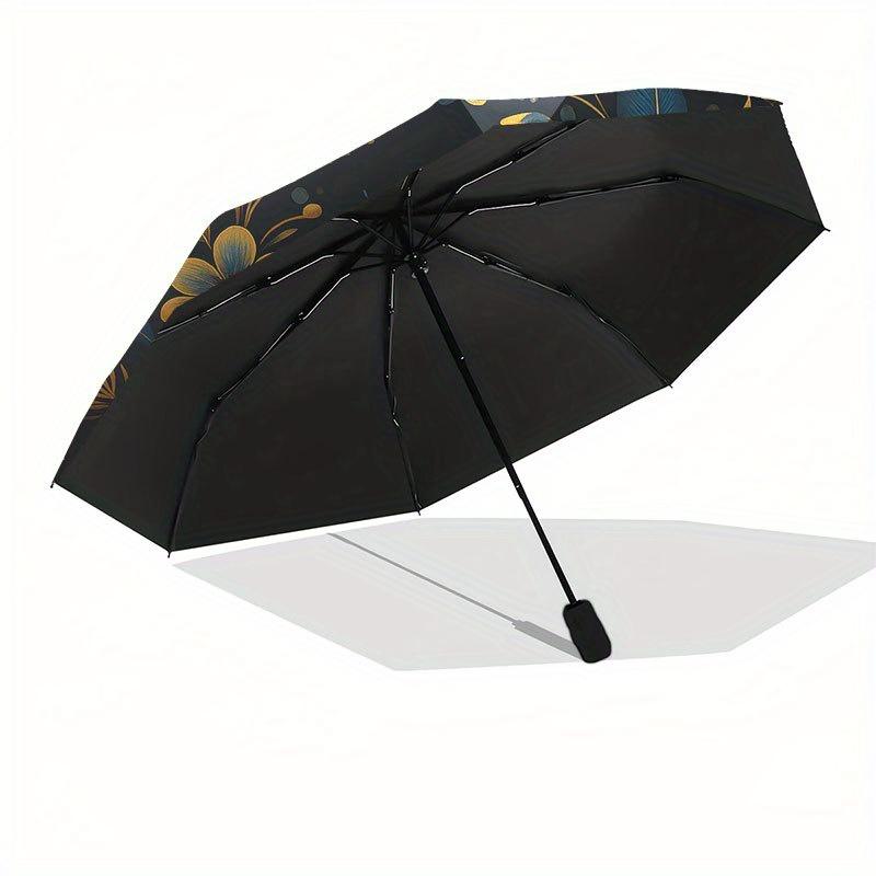 Golden Bee & Floral Mandala Wall Art DecorUmbrella with Cute Design, Portable 3-Fold Compact Umbrella for Men & Women, Valentine's Day Mother's Day Ha