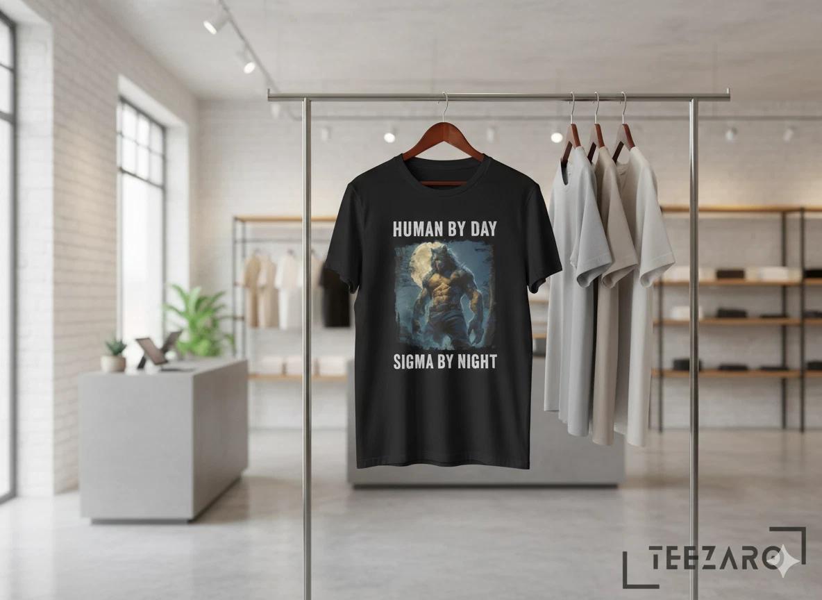 Unisex Adult Casual Graphic Human By Day Sigma By Night Werewolf Gr... XXXXL