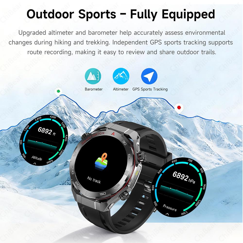 New Bluetooth Call Smart Watch Men Heart Rate Health Monitoring Altitude Air Pressure Detection LED Flashlight Smartwatch