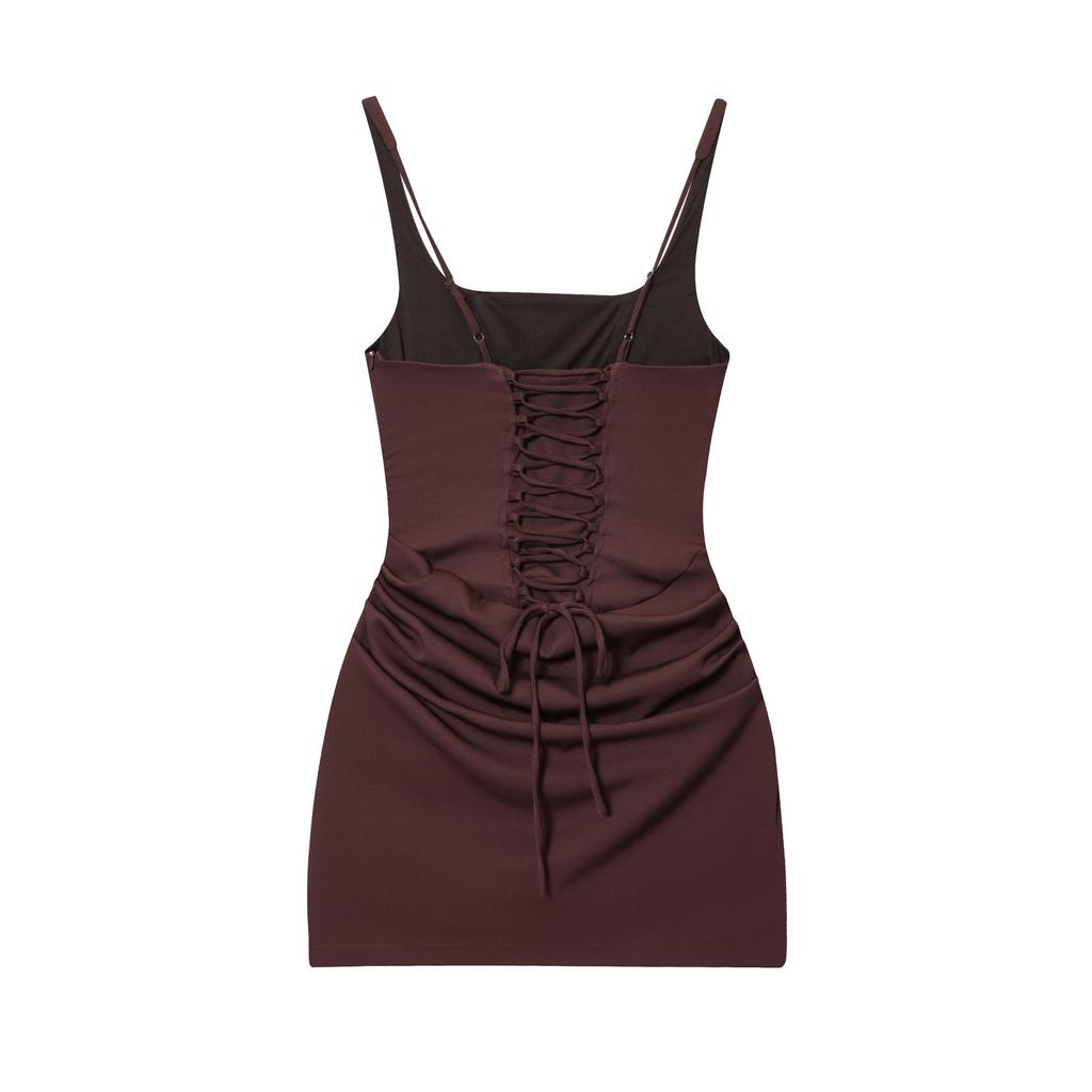 Damen French Style Quadratischer Ausschnitt Ärmellos Bodycon Taillenbetontes Midi-Kleid - Herbst/Winter Neuankunft