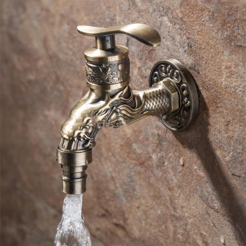 Vintage Inspires Wall Mount Faucet Handcrafted Water Tap Hand Polishes Faucet Upgrades for Indoor Outdoor Water Control
