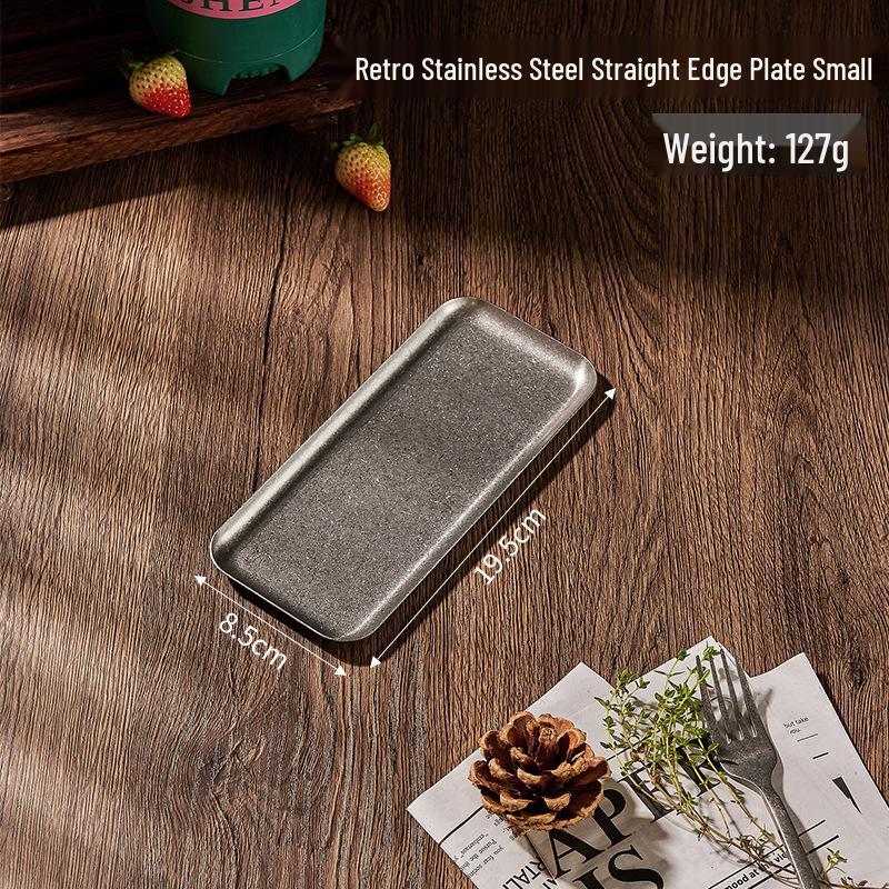 Stainless Steel Retro Rectangular Cafe Tray & Barbecue Plate