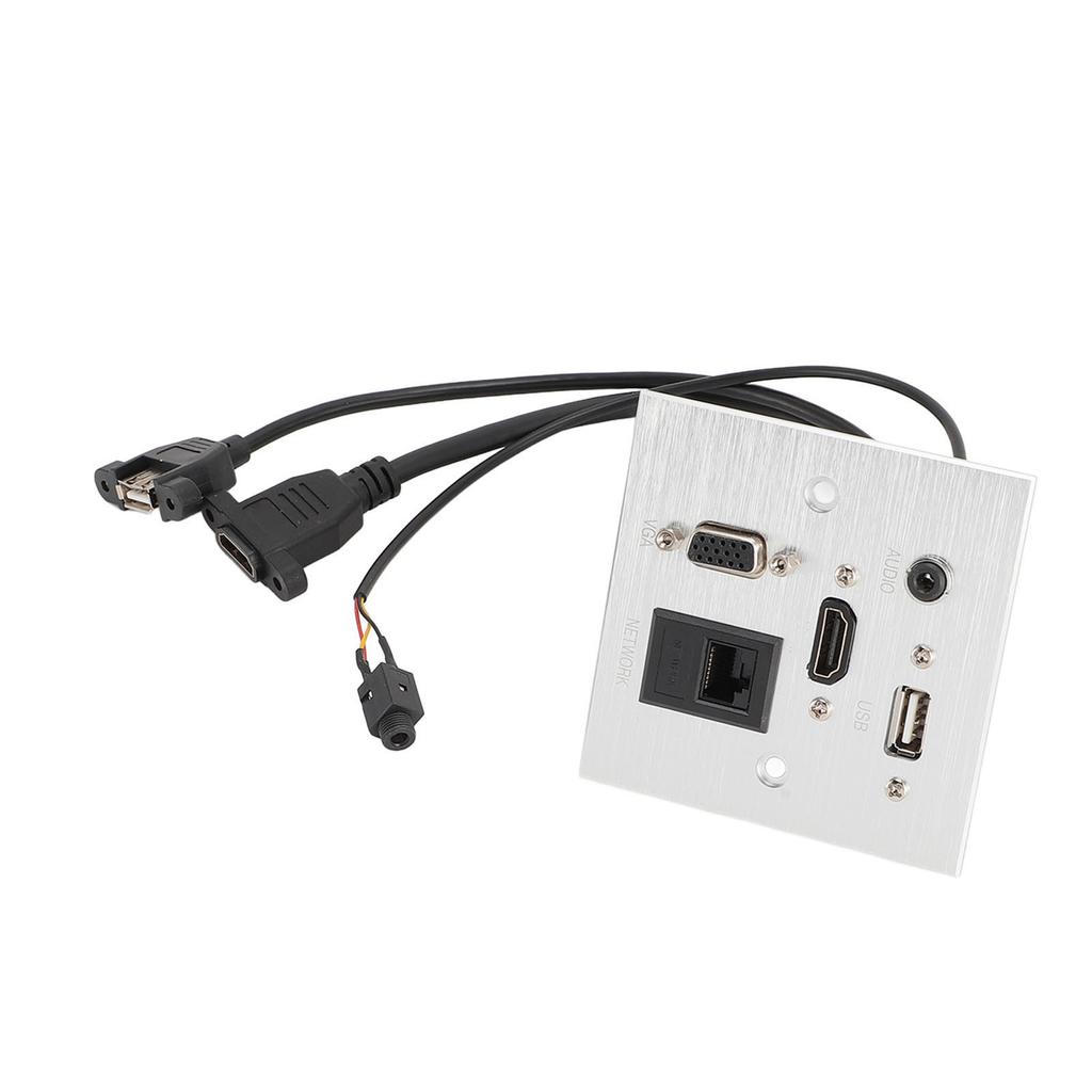 Multimedia Socket Aluminum Alloy USB HD VGA 3.5MM Sound RJ45 Network Wall Socket for Home Hotel Office