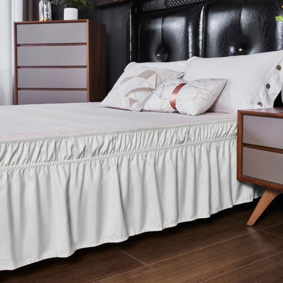 Bettrock Seidiger Luxuriöser Wickelbettrock Einfach Passend Uniform Nicht Verblassend Rüschen Elastischer Bettrock