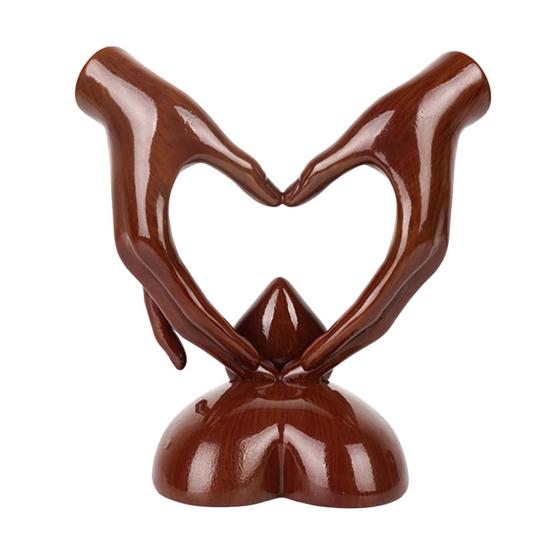 Estatueta de gesto de amor em resina, coração de amor, mãos, escultura, gesto de coração, peça de arte, ornamento de mesa para casa, sala de estar, quarto