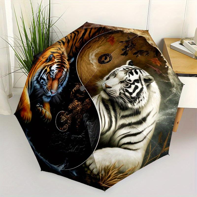 

Yin Yang Tiger Wall Art: Harmony in Design Umbrella - Cute 3-Fold Compact Portable Umbrella for Men & Women, Valentine S Day (as the picture,Iron&8K)