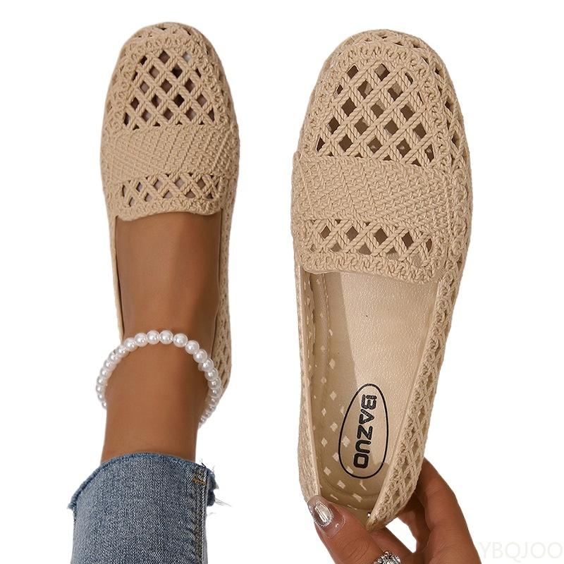 Fashion New Summer Hollow Mesh Shoes Fashion Comfortable Flats Outer Wear Nonslip Women's Sandals Casual Work Soft Soled Mom Shoes 2025