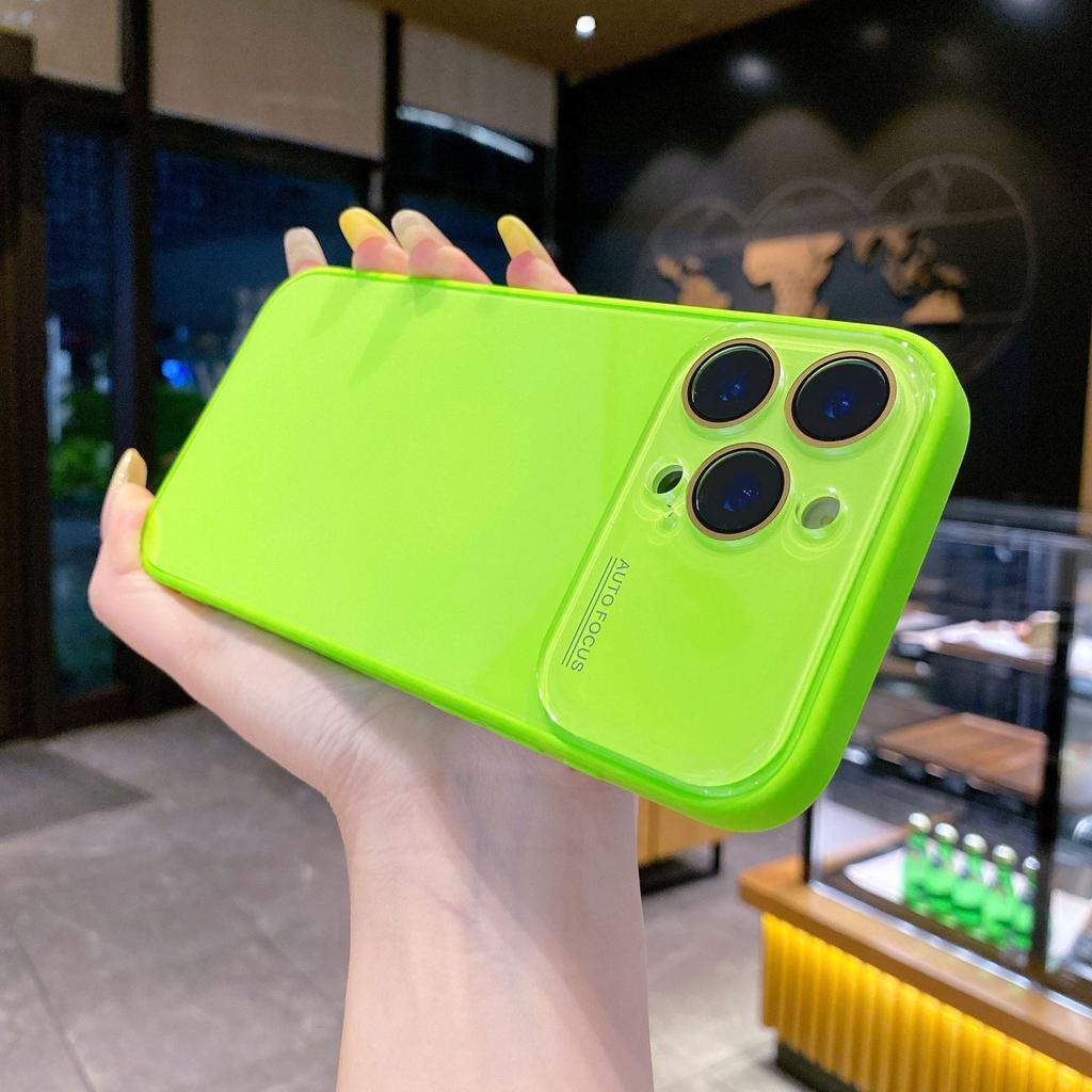 Applicable to Apple 17Promax mobile phone case ice glass iPhone16 candy color large window all-inclusive 15 hard case