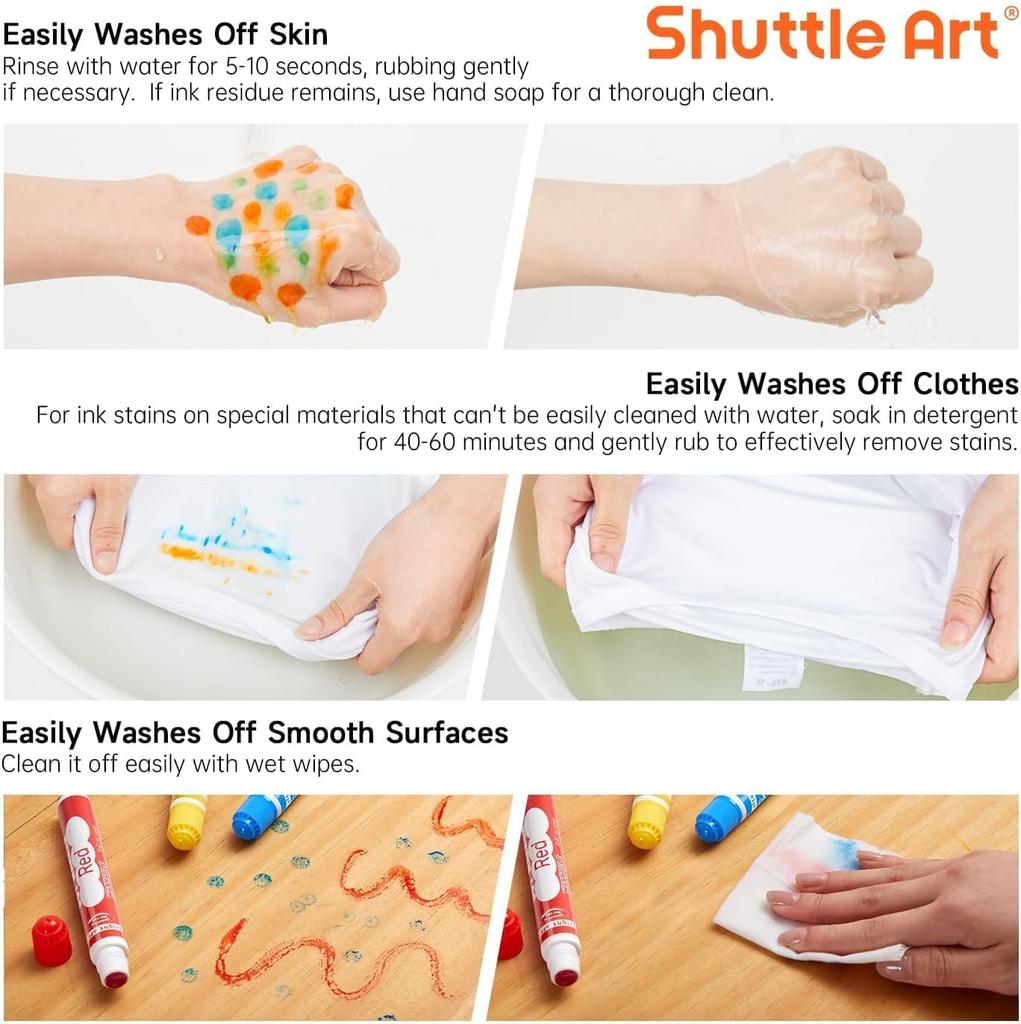 Shuttle Art Dot Marker Color Set with Coloring Dot for and Art Perfect for School Entrance Gifts Pens, 26-Color (12ml Each), Pages, Kids' Markers,