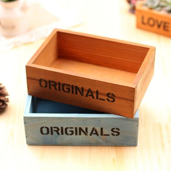 Wooden Succulents Planter Box Desktop Storage Box Retro Rustic Plant Container for Micro Landscape Succulents Small Plants Home Office Decor