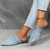 Modne damskie kapcie Wygodne wszechstronne kapcie damskie dżinsowe okrągły nosek płaskie 2025 nowe sandały plażowe klapki damskie Zapatos De Mujer