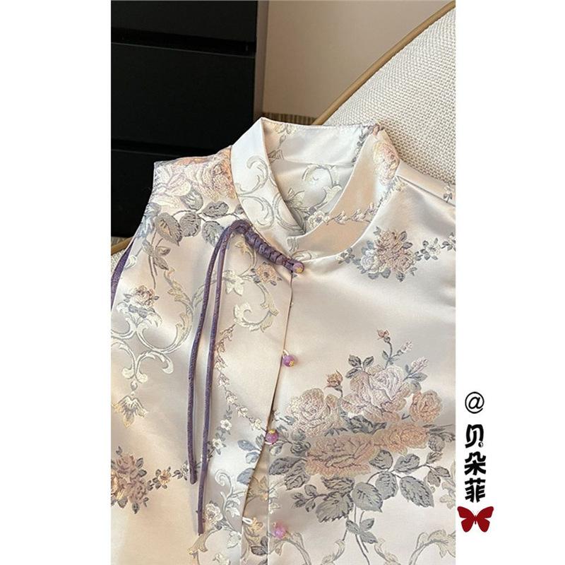 2025 New High-end Round Neck Stacked Temperament Top Brocade Jacquard Vest