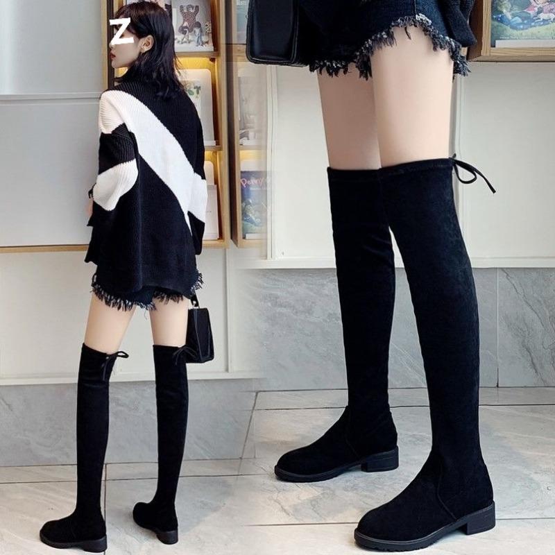 knee boots winter velvet new small elastic thin boots thick heel long boots high boots women
