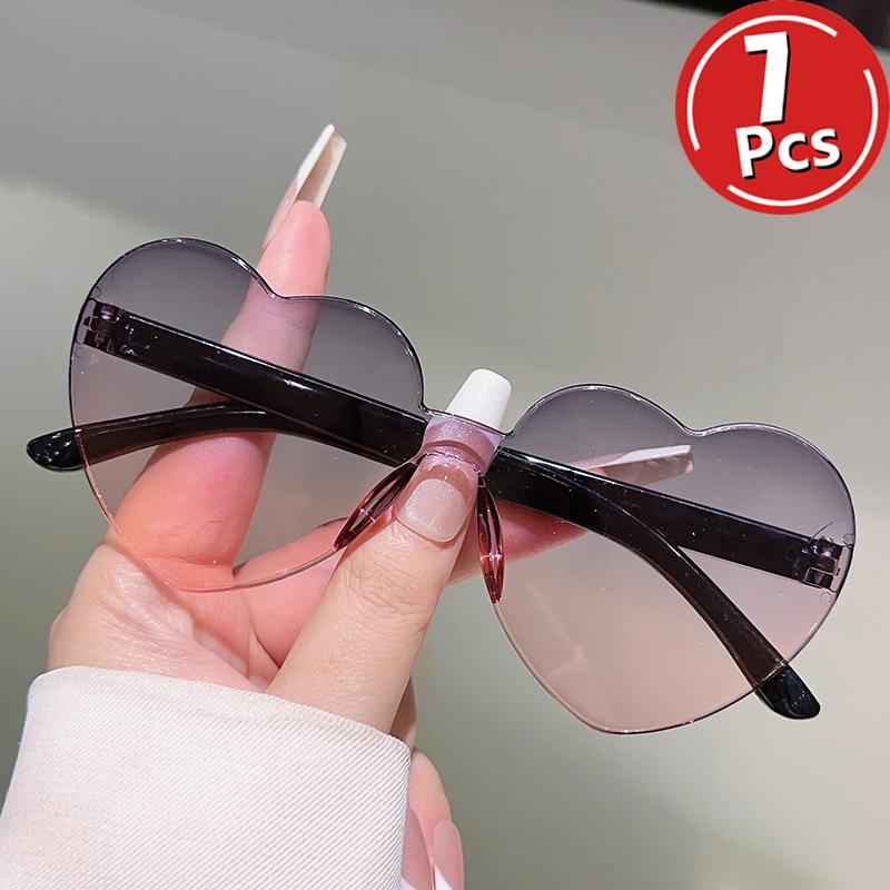 1/7 Pcs Rimless Heart Shaped Kids Sunglasses New Gradient Multi-color Children Sun Glasses Ins Stylish Design Cute Decor Shades