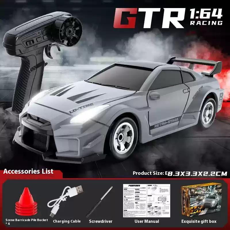 

1:64 Scale Remote Control Car - Full Function Four-Wheel Drive Drift Racing Desktop Model Toy for Children And Collectors Gifts сірий