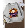 Girls' Stylish Round-Neck Sweatshirt, Casual Print Top