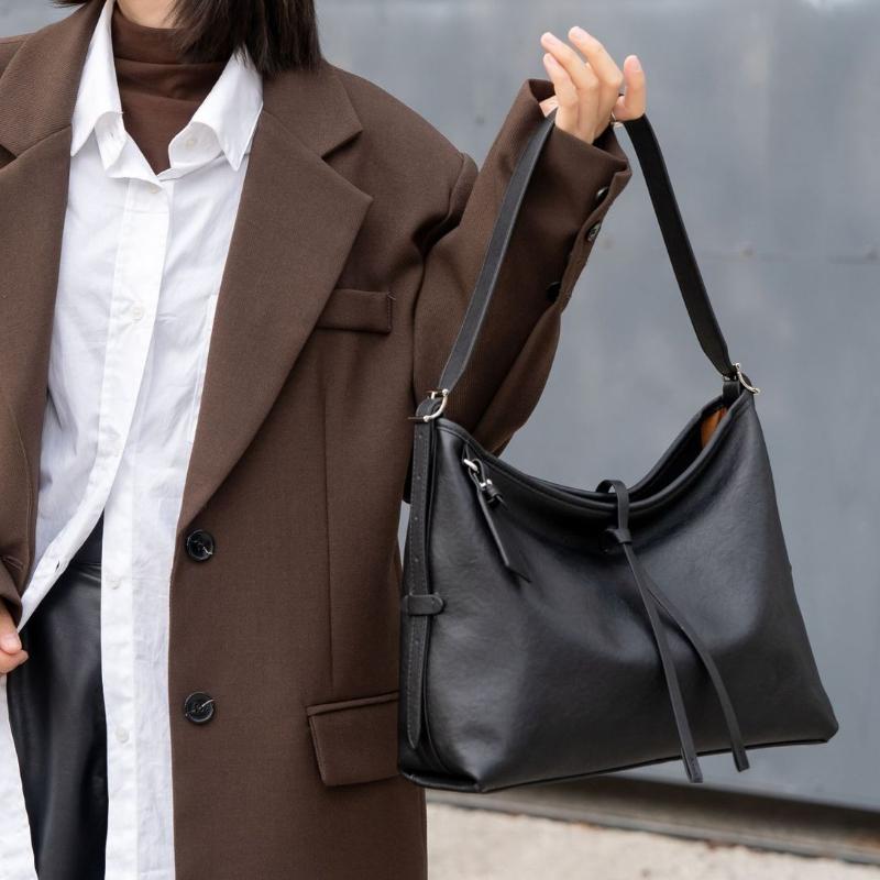 Women's Genuine Leather Handbag Spacious Vintage Shoulder Bag for Women Soft Leather Minimalist Fashi Commuter Crossbody Bag