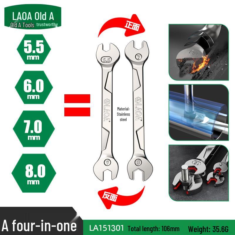 4-in-1 Double-Headed Stainless Steel Multi-Functional Wrench