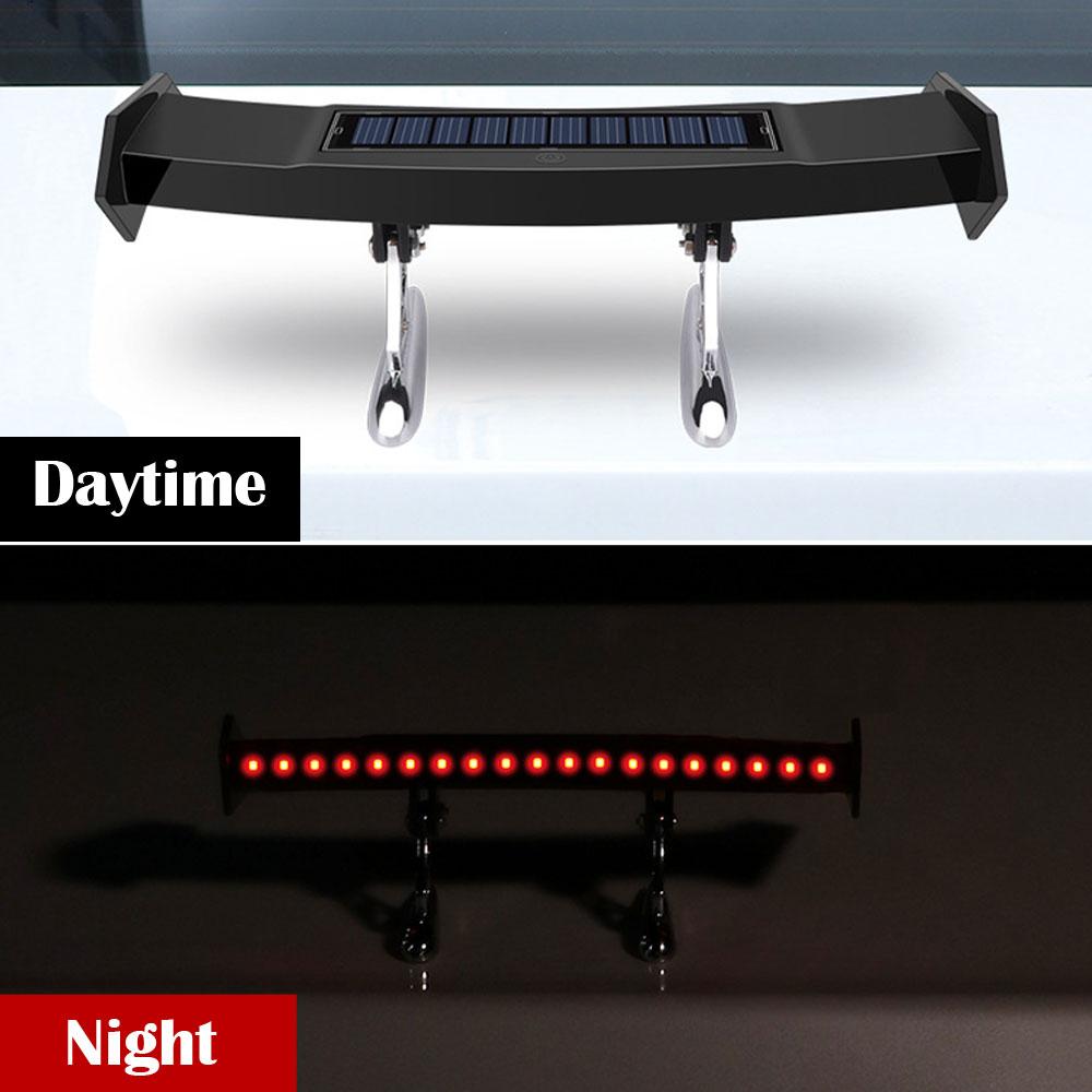 Universell Mini Solenergi LED Bakljus Bil Bakre Bagageutrymme Dekor Spoiler Vinge ABS
