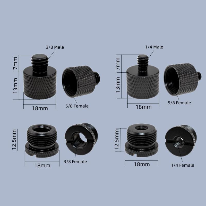 8pcs/set  1/4,3/8 Male To 5/8 Female Microphone Stand Fixing Screw Adapter Mic Stand Thread Adapter Set