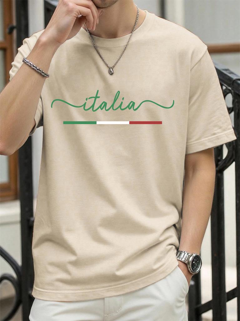 Classic Colors Representing Italy Pattern TShirt Mens Summer Soft T Shirts Cotton Comfortable Sportswear Unisex Hip Hop Clothes