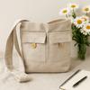 Canvas Two Pocket Tote Bag Stone Large