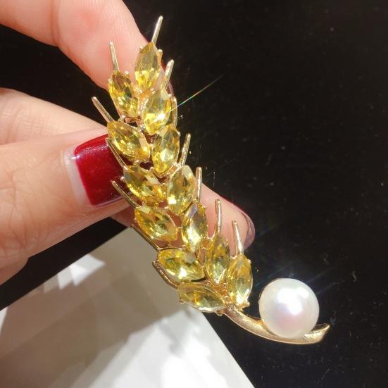 Atmospheric Gold Wheat Ear Brooch Men'S Suit Business Casual Pin Femininity Simple Accessories