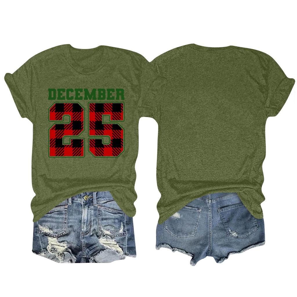 Moda feminina estampada gola redonda manga curta camiseta pulôver top