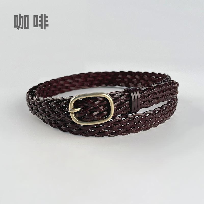 Four Seasons Available New Women'S Non Perforated Weaving Belt Retro Fashion Decoration Casual Pants Jeans Dress Belt