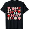 Cute Strawberry Preppy Bow Heart Kawaii Boho Coquette Summer T-Shirt(1)