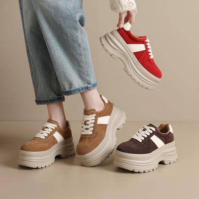 Leder matt lässige Sportschuhe neu bequem dicke Sohle höhenverstellbar CM vielseitige Board-Schuhe High Heel