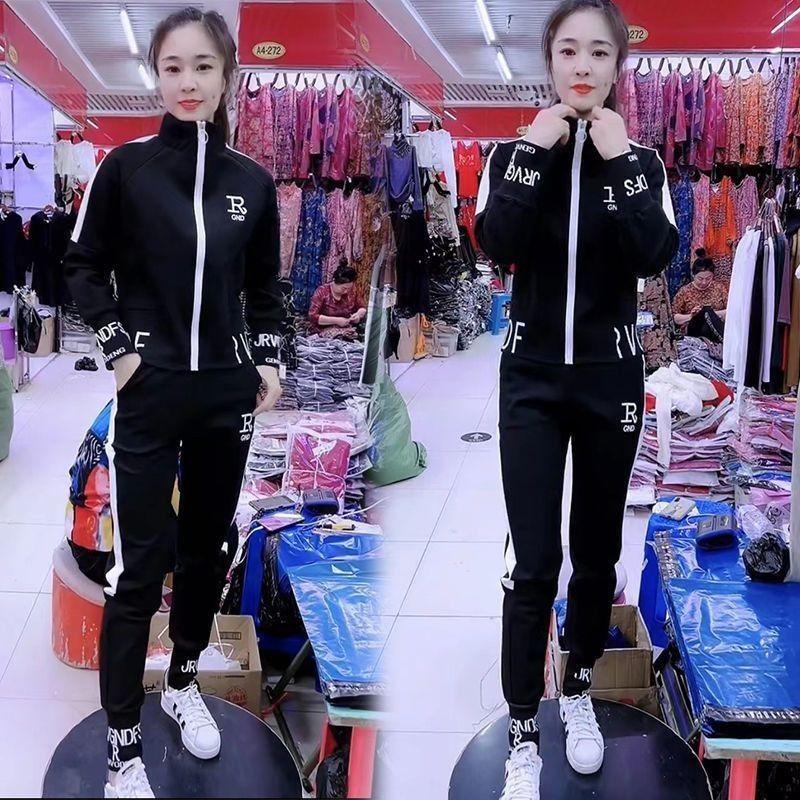 Women's Sportswear Suit Autumn Spring Casual Fashion Korean Slim Coat Long Sleeve Sweater + Pants Two Piece Set for Women