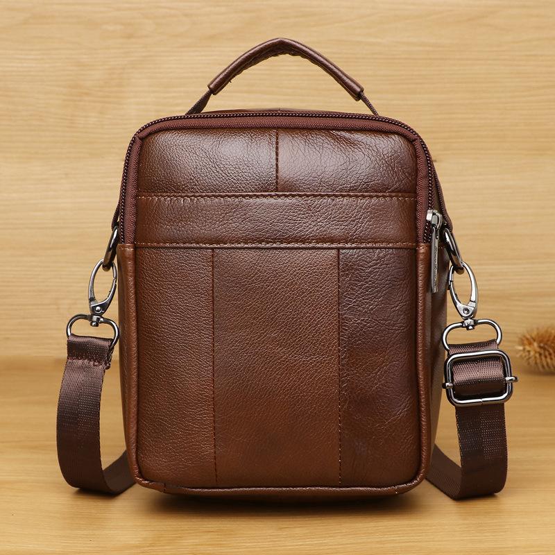 Genuine Leather Men's Messenger Bag 7-inch Mini One-shoulder Small Bag Multifunctional Backpack Cowhide Casual Men's Bag Handbag