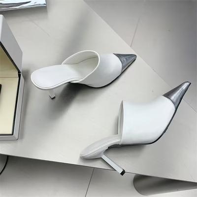Sexy Genuine Leather Pointed-Toe Super High Heel Woman Slippers MIx Colors Stiletto Ladies Wedding Pumps Ladies Sapato Feminino